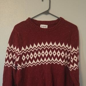 Goodfellow | Burgundy Fair Isle Crew Neck Sweater Size Large